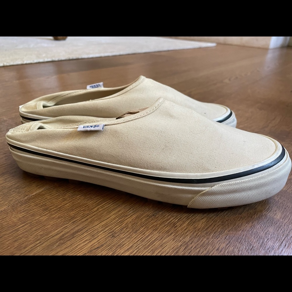 Vans off white slip on with Navy trim